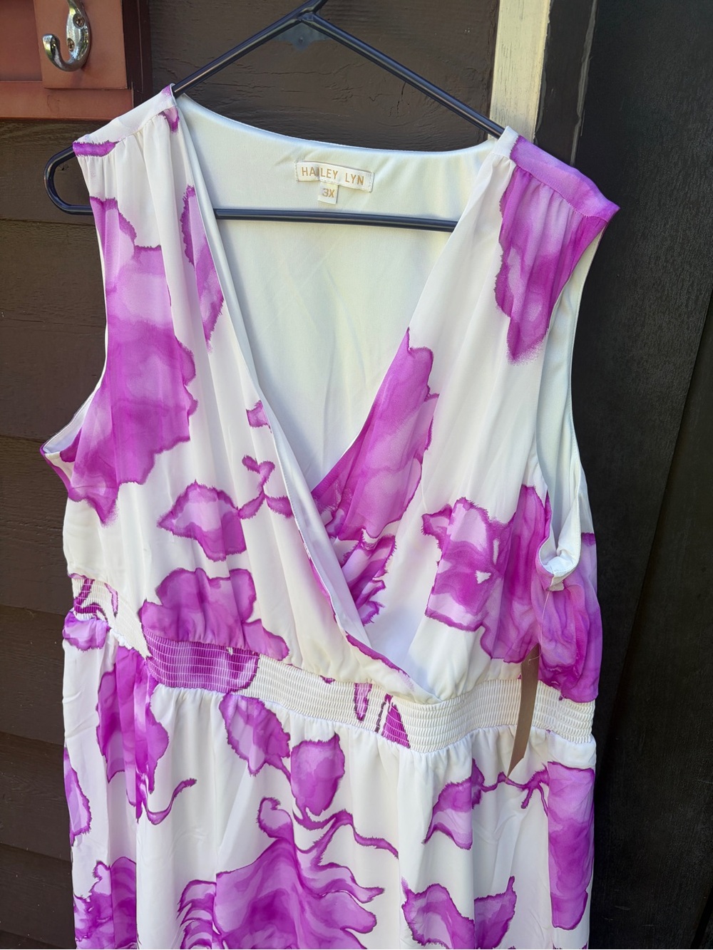 NWT Hailey Lyn Pink Floral Faux Wrap Maxi Dress 3X Plus Size - Picture 4 of 9